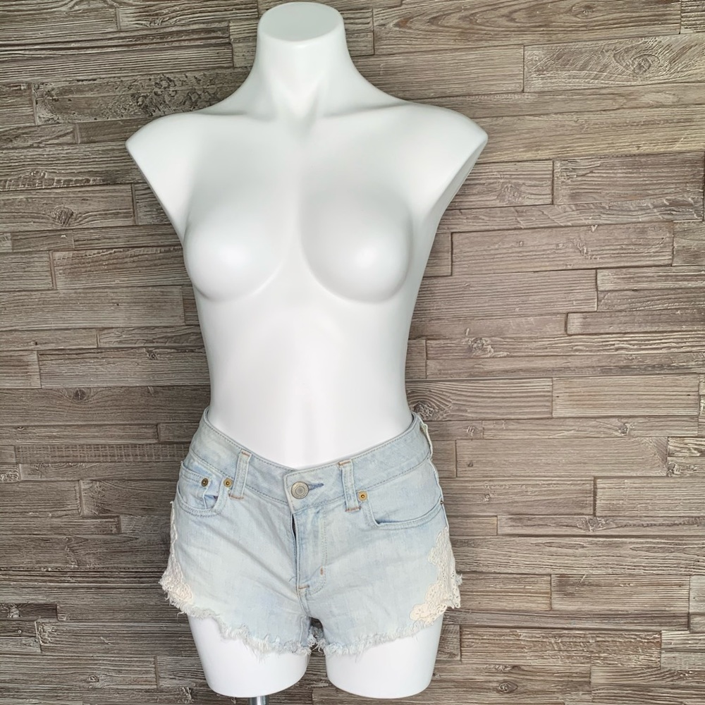 American Eagle lace detailed jean shorts